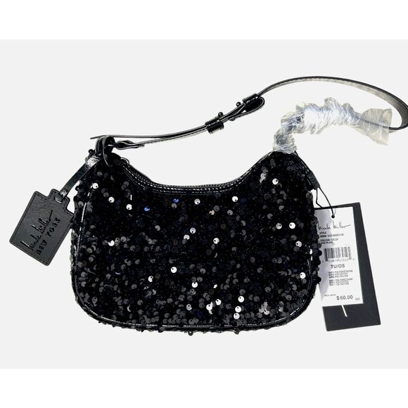 Nicole Miller Handbags - Nicole Miller Black Sequined Shoulder Bag Purse